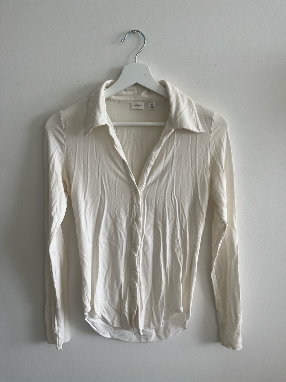 Wilfred Long Sleeve Button-Up Top in Ivory
